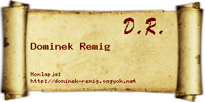 Dominek Remig névjegykártya